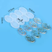 Epoksi Çoklu Silikon Kalıp Anahtarlık Oval Delikli Kolye Küpe Kalıbı 5X3 CM 8 Li - 5