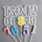 Silikon Kalıp Pasta Yaş Rakamları Lolipop Şeker Rakam Kalıbı - 4