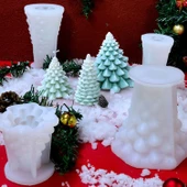 Silikon Kalıp Dekoratif Yılbaşı Noel Ağacı Noel Dekorasyon Mum Kalıbı 11.7X11 CM thumbnail 5