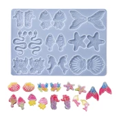 Epoksi Silikon Kalıp Deniz Canlıları Figür Modelleri Delikli Anahtarlık Kolye Küpe Kalıbı - 1