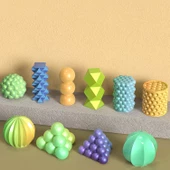 Epoksi Reçine Silikon Kalıp Taş Tozu Sık Çizgili Yuvarlak Daire Mum Kalıbı thumbnail 4