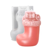 Silikon Kalıp Dekoratif Yılbaşı Kar Ayakkabı Çorap Noel Dekorasyon Mum Kalıbı 10.4X7.1 CM - 1