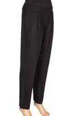 Barem Kadın Şule Pileli Düz Renk Penye Siyah Pantolon thumbnail 3