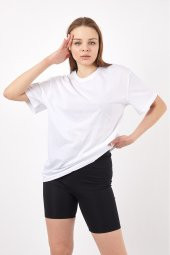 Twenty3 Kadın Sıfır Yaka Basic Düz Oversize T-Shirt - 4