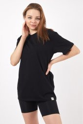 Twenty3 Kadın Sıfır Yaka Basic Düz Oversize T-Shirt - 5