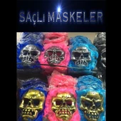 Saçlı İskelet Yüzlü Maskeler - 1