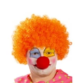 Turuncu Renk Kıvırcık Afro Palyaço Seti - 1
