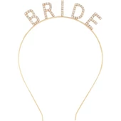 Altın Gold Renk Bekarlığa Veda Kristal Taş Bride Tacı İthal - 3