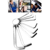 10 Parça Çelik Alyan Seti Kısa Düz Köşe Alyan Anahtar Takımı thumbnail 1