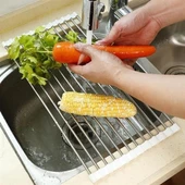 Woody Sofia Evye Üstü Katlanır Nihale Paslanmaz Çelik Pratik Sebze Meyve Bulaşık Kurutma Süzgeci - 1
