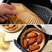 50 Adet Air Fryer Pişirme Kağıdı Tek Kullanımlık Hava Fritöz Yağ Geçirmez Yapışmaz Tabak Model - 6