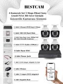 BESTCAM 4 Kameralı Set 5 Mega Piksel Sony Lensli FULL HD Gece Görüşlü Güvenlik Kamera Seti 500 GB Hard disk - 1