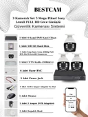 BESTCAM 3 Kameralı Set 5 Mega Piksel Sony Lensli FULL HD Gece Görüşlü Güvenlik Kamera Seti 500 GB Hard disk - 1