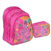 Relaxion Pembe Flamingo Desenli İlkokul Çantası Beslenme Çantalı 1311-4 - 1