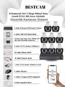 BESTCAM 8 Kameralı Set 5 Mega Piksel Sony Lensli FULL HD Gece Görüşlü Güvenlik Kamera Seti 500 GB Hard disk - 1