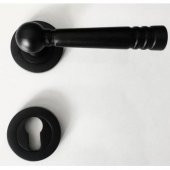 Mat Siyah Çelik Kapı Kolu Osmanlı Rozetli Daire Giriş Kapı Kolu Sağ Aşağı Basar 1 Adet Tek Yön thumbnail 1