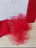 5 Adet Kırmızı 100X300 Kristal Tül Düğün Bohça Süsü Nikah Bohça Süsü Nişan Bohça Süsleme Tülü - 4