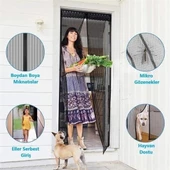 Woody Sofia Pratik Manyetik Mıknatıslı Beyaz Kapı Pencere Sinekliği Tülü 90 x 210 cm - 4