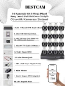 BESTCAM 16 Kameralı Set 5 Mega Piksel Sony Lensli FULL HD Gece Görüşlü Güvenlik Kamera Seti 500 GB Hard disk - 1
