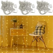 Woody Sofia 8 Fonksiyonlu 200 Led 10 Saçak Şerit Led 2x2 Perde İp Led (Gün Işığı) - 8