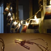 Woody Sofia Bakır Renkli Led Işıklı Fotoğraf Asma Işık Süsleme Mandalları - 8