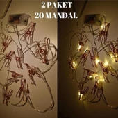 Woody Sofia Bakır Renkli Led Işıklı Fotoğraf Asma Işık Süsleme Mandalları - 4