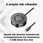 Polham Jazos 4in1 Type C to 4x USB 3.0 Çoğaltıcı Okuyucu Hup Adaptör, Klavye, Mouse, Yazıcı, USB Okuyucu - 2