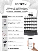 BESTCAM 32 Kameralı Set 5 Mega Piksel Sony Lensli FULL HD Gece Görüşlü Güvenlik Kamera Seti 500 GB Hard disk - 1