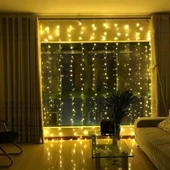 Woody Sofia 8 Fonksiyonlu 200 Led 10 Saçak Şerit Led 2x2 Perde İp Led (Gün Işığı) - 3