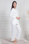 Mecit 6105 Bayan Ekru Büyük Beden Boydan Düğmeli Pijama Takımı thumbnail 2