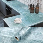 Woody Sofia Mermer Desenli Masa Tezgah Mutfak Su Geçirmez Yapışkanlı Folyo Sticker Mavi 5x0,6m - 1