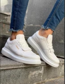 Erkek Yüksek Taban Günlük Spor Cırt Bantlı Rahat Ayakkabı -Beyaz-Beyaz - 8