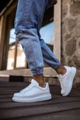 Yeni Sezon Erkek Tarz Casual Sneaker Günlük Spor Rahat Ayakkabı -Beyaz-Beyaz - 3