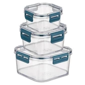 Woody Sofia 3'lü Pratik Silikon Contalı Sızdırmaz Kapaklı Sağlam İstiflenebilir Saklama Kapları - 1