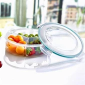 Woody Sofia 3 Bölmeli Sızdırmaz Contalı Kilitli Kapaklı 1,35 Litre yuvarlak Erzak Saklama Kabı LC-500 - 2