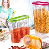 Woody Sofia 2 Kapaklı Ölçekli Erzak Kuru Gıda Saklama Kutusu Kabı - 1,7 Litre - SA935 - 2