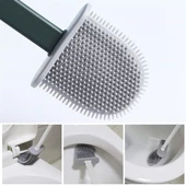 Woody Sofia Duvara Monte Edilebilir Kapaklı Askılı Klozet Yumuşak Silikon Başlıklı Tuvalet Fırçası Seti - 8