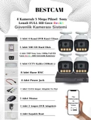 BESTCAM 4 Kameralı Set 5 Mega Piksel Sony Lensli FULL HD Gece Görüşü Renkli Güvenlik Kamera Seti 500 GB HDD - 1
