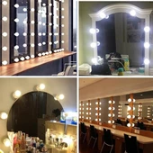 Woody Sofia Nostalji Hollywood Tarzı 10lu Makyaj Masası Aynası Beyaz Led Işıklı Lamba USB - 8