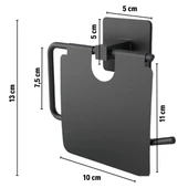 Woody Sofia Kendiliğinden Yapışkanlı Siyah Paslanmaz Metal Kapaklı Tuvalet Kağıtlığı Aparatı - 3