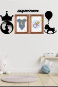 Woody Sofia DECO103 Supermen Dekoratif Duvar Süsü Tablo Aksesuar Ahşap Tasarım Hediye Pano Sticker Seti - 4