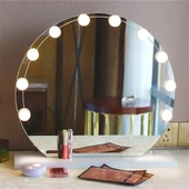 Woody Sofia Nostalji Hollywood Tarzı 10lu Makyaj Masası Aynası Beyaz Led Işıklı Lamba USB - 7