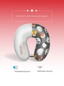 Moda Home Bedding Visco Ortopedik Seyahat Yastığı- Visco Yastık,çıkarılabilir Kılıf, Animal - 1