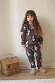KIZ ÇOCUK MİCKEY MODELLİ 3 İPLİK ŞARDONLU KALIN KIŞLIK EŞOFMAN TAKIMI - 1