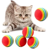 Woody Sofia 3lü Gökkuşağı Sünger Kedi Köpek Çiğneme Oyun Topu 4,2 cm - 1