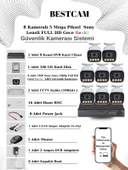 BESTCAM 8 Kameralı Set 5 Mega Piksel Sony Lensli FULL HD Gece Görüşü Renkli Güvenlik Kamera Seti 500 GB HDD - 1