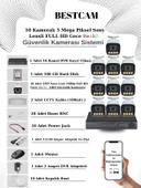 BESTCAM 10 Kameralı Set 5 Mega Piksel Sony Lensli FULL HD Gece Görüşü Renkli Güvenlik Kamera Seti 500 GB HDD - 1