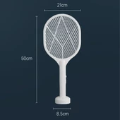 Woody Sofia Şarjlı Sinek Öldürücü Masaüstü Standlı,Mor Işık Sinek Kovucu Raket 5w - 5