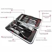 Woody Sofia Çantalı Manikür Pensi Profesyonel ve Manikür Pedikür Seti 13 Parça Tırnak Eti İtici Ve Cımbı - 6