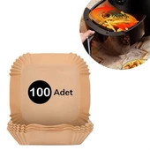 Woody Sofia ® 100 Adet Air Fryer Pişirme Kağıdı Tek Kullanımlık Gıda Yağlı Kağıdı Kare Tabak Model - 1